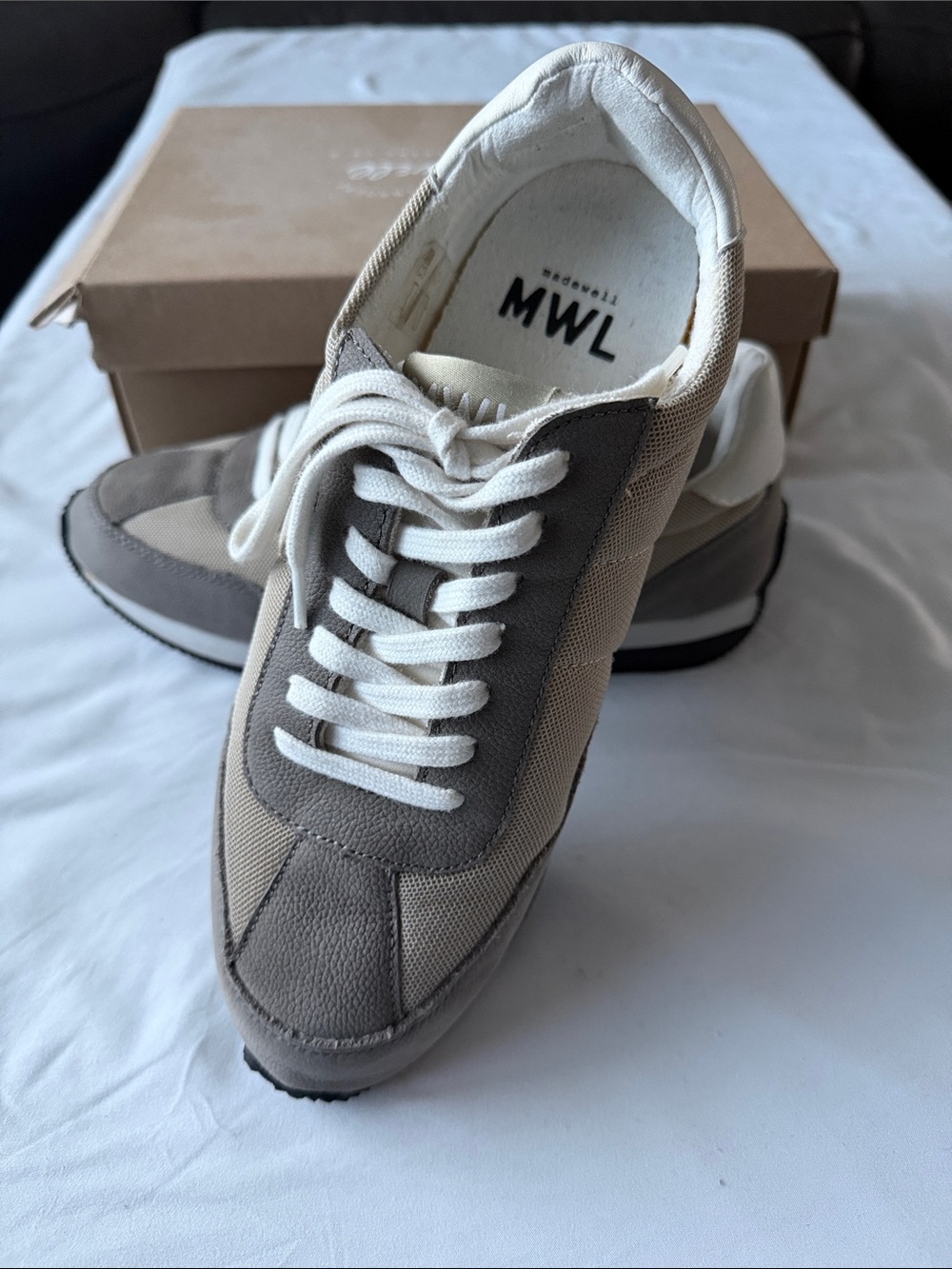 Madewell Women’s Retro Sneaker in Mesh, Washed Nubuck and Napa Leather, Size 8